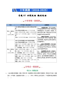 十年（2016-2025）高考物理真题分类汇编：专题05 曲线运动 抛体运动（全国通用）（原卷版）