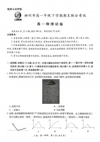 广西上进联考·2024-2025学年柳州市高一年级下学期期末联合考试 物理试题（含答案）