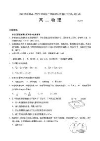江苏省苏州市2024-2025学年高二下学期期末考试物理试题（Word版附答案）