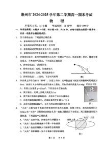 广东惠州2024-2025学年高一下学期期末质量检测物理试题+答案