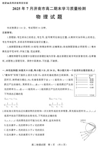 山东省济南市2024-2025学年高二下学期7月期末学习质量检测物理试卷