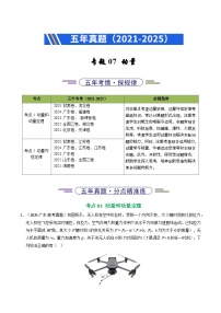 五年（2021-2025）高考物理真题分类汇编：专题07 动量（全国通用）（原卷版）