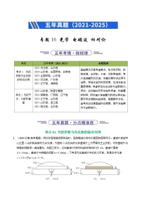 五年（2021-2025）高考物理真题分类汇编：专题16 光学 电磁波 相对论（全国通用）（解析版）