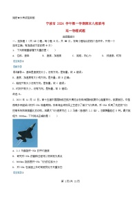 浙江省宁波市九校联考2024_2025学年高一物理上学期期末试题含解析