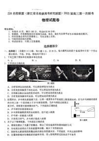 2025届浙江省Z20名校联盟高三上学期开学考-物理试卷（含答案）
