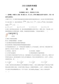 2025安徽高考真题物理（教师版）试卷