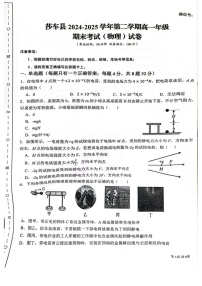 新疆喀什地区莎车县2024-2025学年高一下学期7月期末考试物理试卷