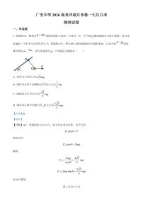 2026届四川省广安中学高三上学期模拟预测物理试题（解析版）