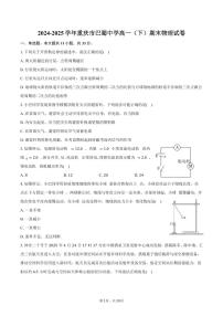 2024-2025学年重庆市巴蜀中学高一（下）期末物理试卷（含解析）