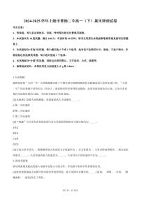2024-2025学年上海市曹杨二中高一（下）期末物理试卷（含解析）