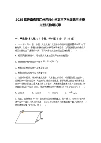 2025届云南省怒江州民族中学高三下学期第三次模拟测试物理试卷（含答案解析）