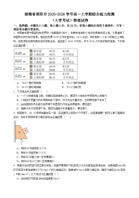 湖南省邵阳市2025-2026学年高一上学期综合能力检测（入学考试）物理试题（Word版附解析）