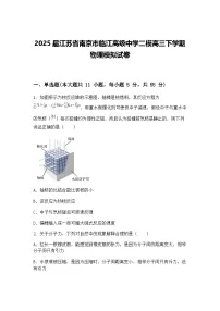 2025届江苏省南京市临江高级中学二模高三下学期物理模拟试卷（含答案解析）