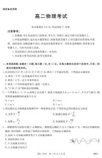 金太阳河南省2024-2025学年高二下学期6月百万大联考物理试卷+答案