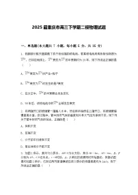 2025届重庆市高三下学期二模物理试题（含答案解析）