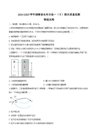 2024-2025学年湖南省永州市高一（下）期末质量监测物理试卷（含答案）