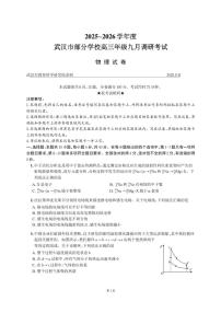 物理-湖北武汉2026届高三上学期九月调考（武汉九调）试题及答案