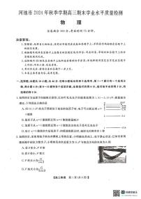 广西壮族自治区河池市2024年秋季学期高三期末学业水平质量检测物理试卷+答案