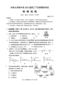 2025届重庆市西南大学附属中学高三下学期5月全镇模拟物理试题（含答案）