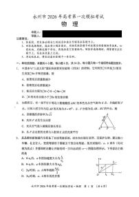 湖南省永州市2025-2026学年高考第一次模拟考试物理试卷（含答案）