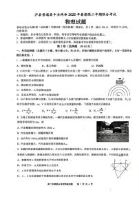 四川省泸州市泸县高中共同体2024-2025学年高二下学期4月期中联考试题物理试卷+答案