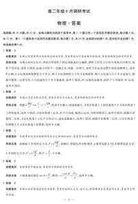 物理试卷（pdf版，含答案）安徽省2025-2026学年高二上学期十月调研考试