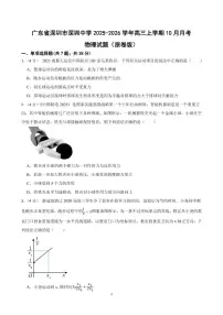 广东省深圳市深圳中学2025-2026学年高三上学期10月月考物理试题（含答案）