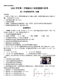浙江嘉兴八校联盟2025-2026学年高二上学期11月期中物理试题+答案