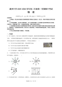 广东惠州中学2025-2026学年高二上学期10月期中物理试题（含答案）