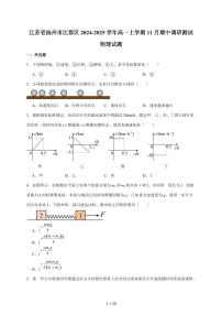 江苏省扬州市江都区2024-2025学年高一上册11月期中考试物理试卷（含答案）