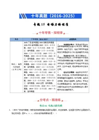 专题15 电场力的性质(全国通用)-【好题汇编】十年(2016-2025)高考物理真题分类汇编习题+答案