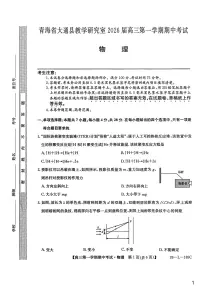 青海省西宁市大通县2026届高三上学期期中考试物理试卷（含答案）含答案解析