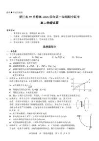 浙江省A9协作体2025-2026学年高二上学期期中联考物理试卷（含答案）