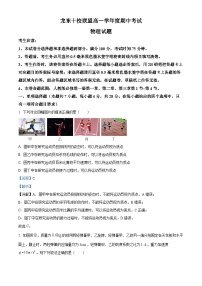 黑龙江省龙东十校联盟2025-2026学年高一上学期期中考试物理试卷（Word版附解析）