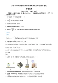 安徽省六安第二中学2024-2025学年高二上学期11月期中物理试题（解析版）-A4
