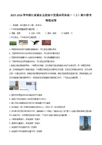 2025-2026学年浙江省丽水五校高中发展共同体高一（上）期中联考物理试卷（11月）（含答案）