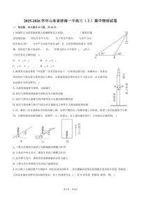 2025-2026学年山东省济南一中高三（上）期中物理试卷（含答案）