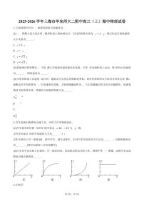 2025-2026学年上海市华东师大二附中高三（上）期中物理试卷（含答案）