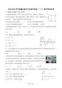 2025-2026学年新疆乌鲁木齐实验学校高二（上）期中物理试卷（含答案）