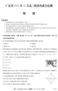广东省2025年12月高三上学期阶段性联合检测物理试题（含答案）