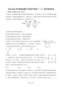 2025-2026学年福建省厦门外国语学校高二（上）期中物理试卷（含答案）