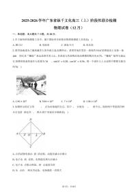 2025-2026学年广东省纵千文化高三（上）阶段性联合检测物理试卷（12月）（含答案）