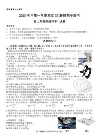 浙江省G5联盟2025-2026学年高二上学期11月期中考试物理试卷（含答案）