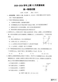 重庆市育才中学校2025-2026学年高一上学期12月质量检测物理试卷