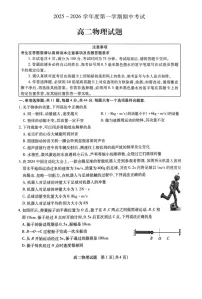 江苏省徐州市2025-2026学年高二上学期期中考试 物理试卷