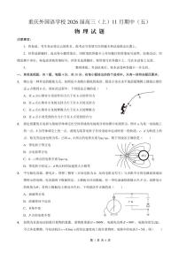 重庆实验外国语学校2025-2026学年2026届高三上学期11月月考（五）物理试题及答案