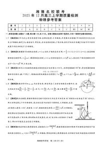 2025-2026学年湘豫名校高三上学期12月物理试题及答案