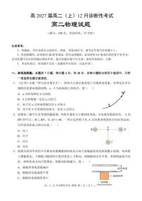 重庆育才中学校高2026届高二上12月诊断性考试物理试题+答案