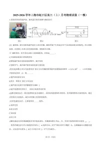 2025-2026学年上海市虹口区高三（上）月考物理试卷（一模）（含答案）
