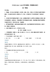 北京市丰台区2024-2025学年高一上学期期末考试物理试题（Word版附解析）